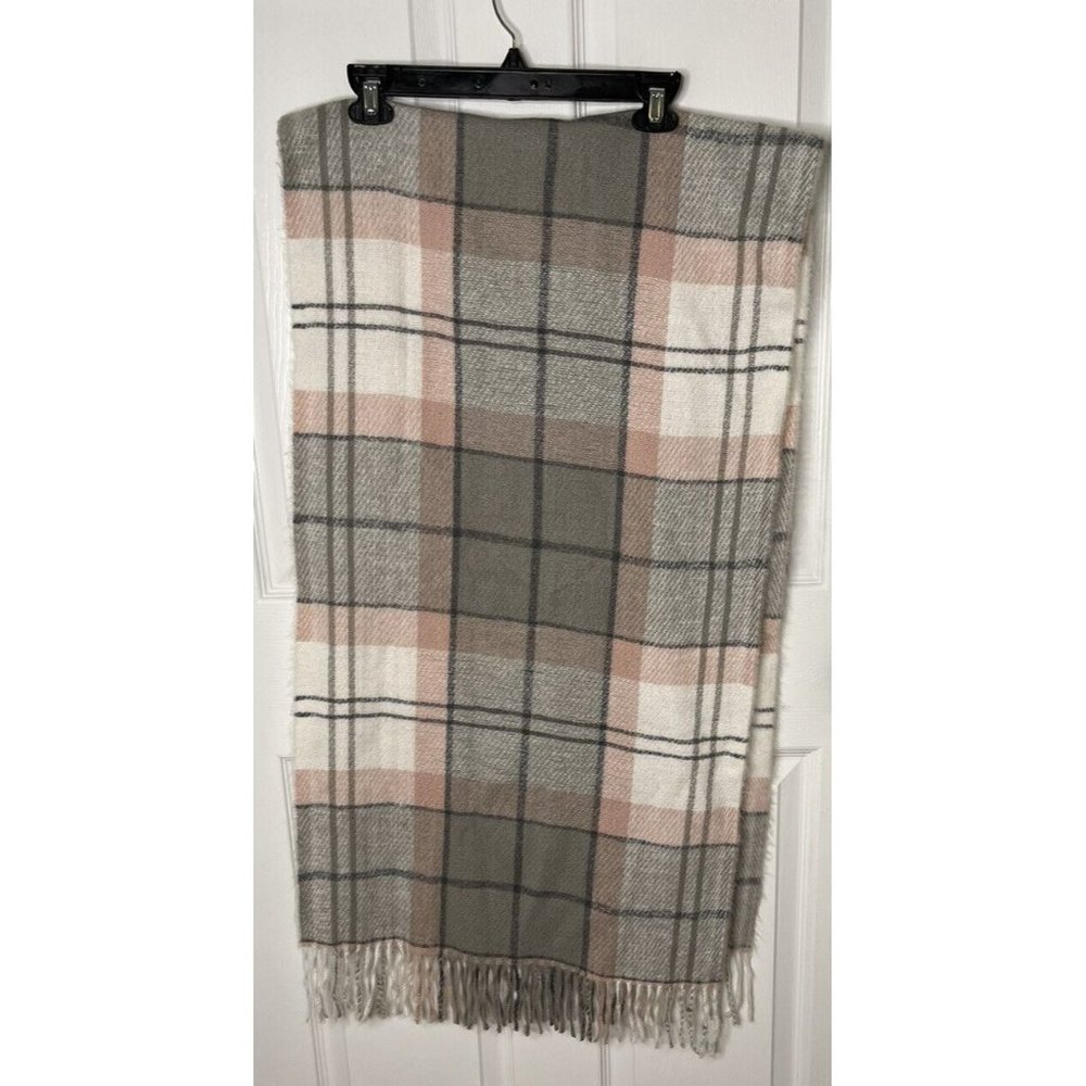 Barbour Scarf Shield Wrap Soft Pink Blue Gray 19 X70